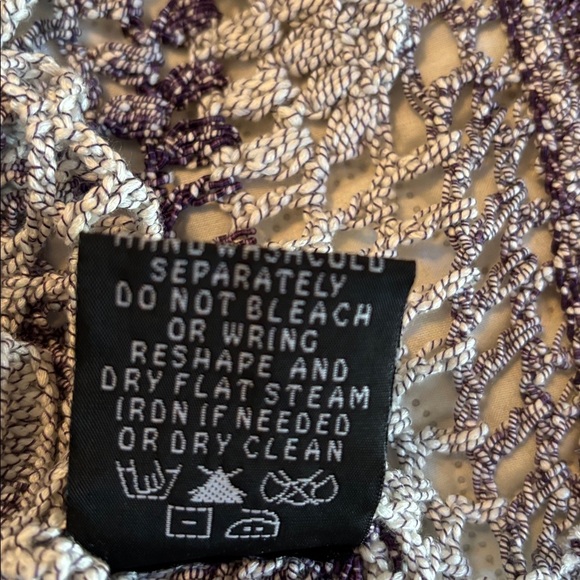 Fashque Purple and White Oversized Crochet TopTie Back Hi/Lo Front to Back XL - Picture 8 of 11